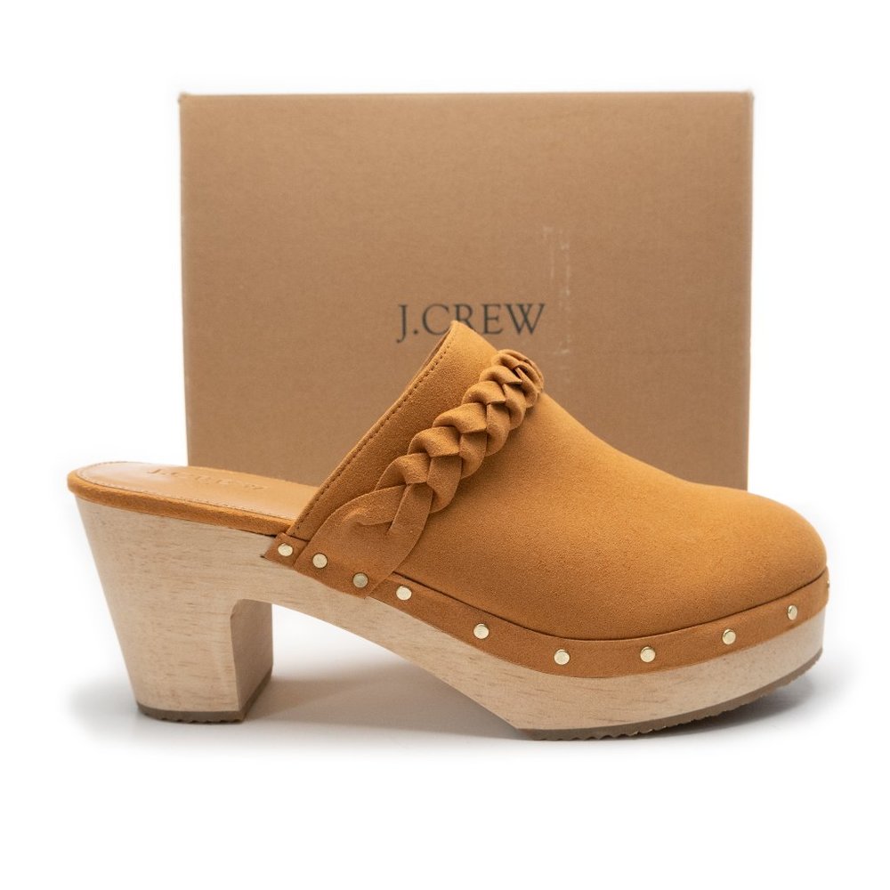 NEW J. CREW Clogs in Tan faux suede BJ249 $158 size 10
